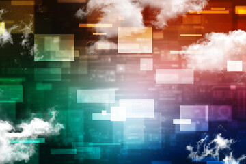 Cloud network in abstract technology background. Cloud networking concept