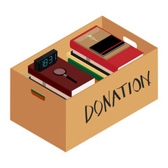 Box full of stuff. Donation Concept