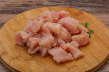 Raw diced chicken for cooking