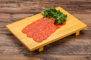 Italian spycy pepperoni sausage slices