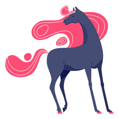 Vector cartoon horse with long legs.