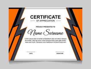 Certificate of achievement border design templates with elements of geometric shapes badges and modern line patterns. vector graphic print layout can use For award, appreciation, education