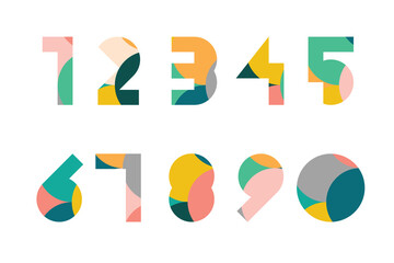 Colorful display numerals from 1 to 0 with overlapping circles pattern - 410844054