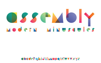 Assembly colorful gradient overlapping transparent shapes font minuscules - 410844272
