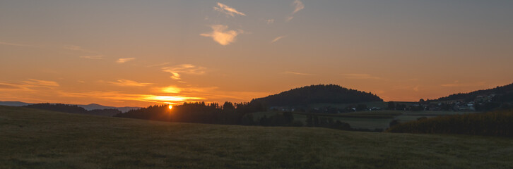 Beautiful sunrise near Kirchberg im Wald, Bavarian forest, Bavaria, Germany