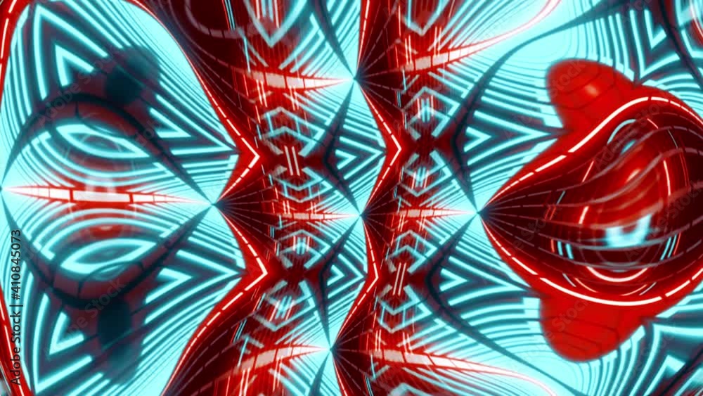 Poster abstract blue and red digital technology rippling striped optical illusion three dimensional geometr