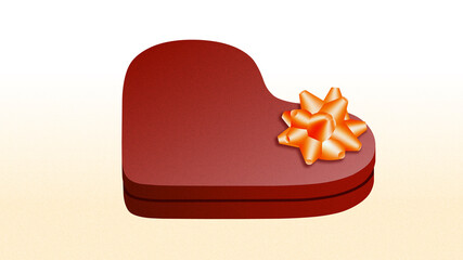 Happy Valentines gift - elegant heart shaped red box with ribbon - vector illustration