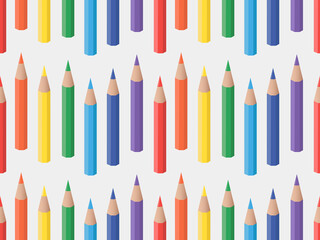 Pattern with colored pencils. Set of colored pencils of all colors of the rainbow. 