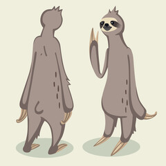 Cute happy sloth illustration cartoon character
