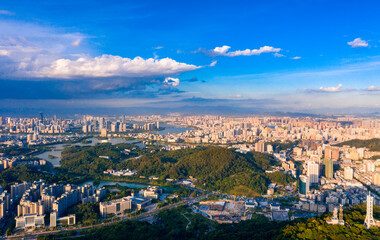 The top of Gaobang Mountain overlooks Huizhou City, Huizhou City, Guangdong Province, China