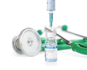 vial with coronavirus vaccine.