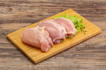 Raw chicken boneless and skinless leg