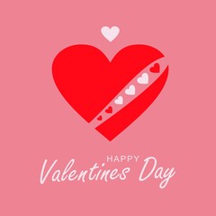 Vector illustration. Loving heart. Red heart with white caron from the heart. Happy Wedding Day.