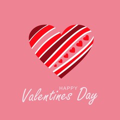 Vector illustration. Striped heart. Happy Wedding Day. I love you.