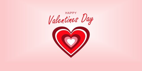 Vector illustration. Banner, cover Happy Valentine's Day. Rainbow hearts. Pink background with gradient.
