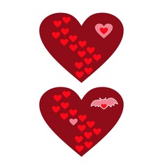  Cheerful Chocolate hearts with hearts. Hearts with wings, horns.