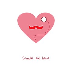  A cheerful pink heart with a monocle and a mustache.