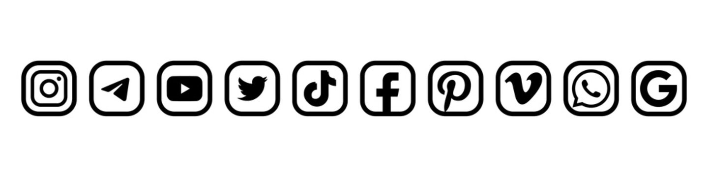 Social media logo icons isolated on white background. Editorial image. Vinnitsia, Ukraine. Fabruary 05, 2021.