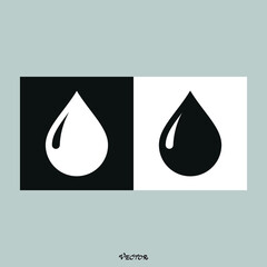 Vector rain drop icon. Two-tone version on black and white background