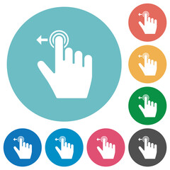 Right handed slide left gesture flat round icons
