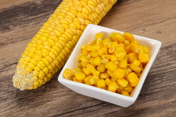 Young corn seeds in the bowl