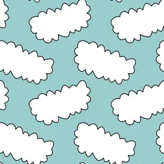 Foto op Canvas Seamless pattern with speech bubbles in shape of clouds. Pop art, comic cartoon style.Template with space for text. Vector background or texture for fabric, textile, packaging paper, wallpaper © Iuliia