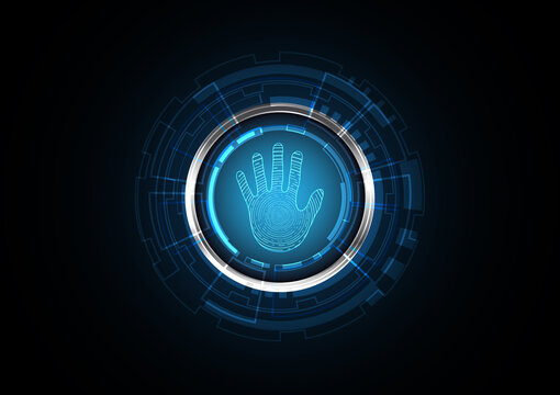 Technology Abstract Future Hand Scan Security Circle Background Vector