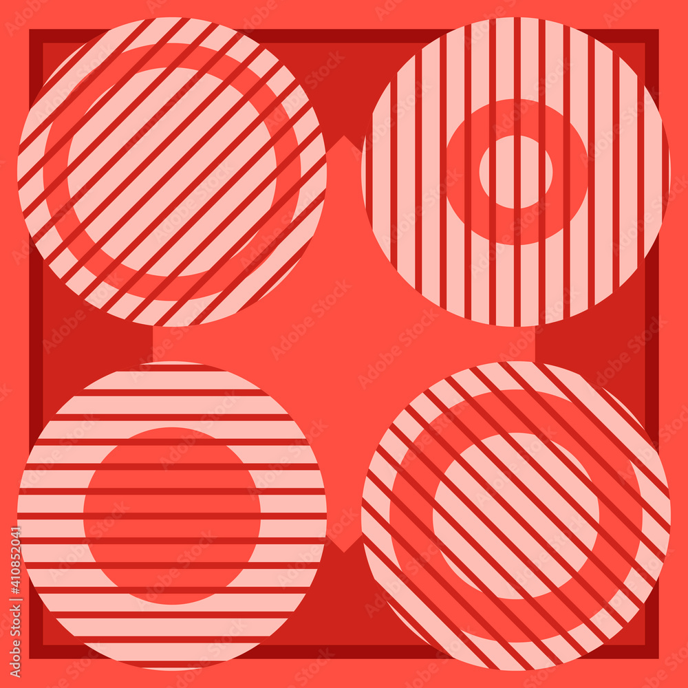 Fototapete grapefruit color pattern. circles and lines.