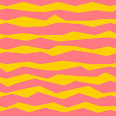 Twisted lines vector pattern. Pink and yellow colors pattern.