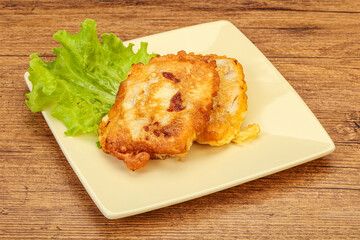 Roasted cod fish in bread