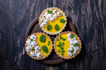 Traditional french lemon tart, top view