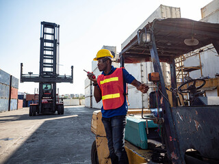 Foreman engineering african india hat yellow and red uniform safety warehouse site container cargo...