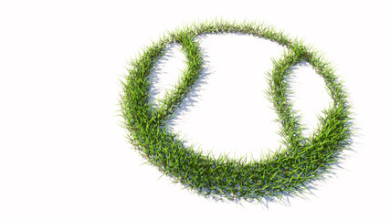 Concept or conceptual green summer lawn grass symbol shape isolated on white background, sign of a ball. A 3d illustration metaphor for sport,  basketball, tennis, competition and fun or helth