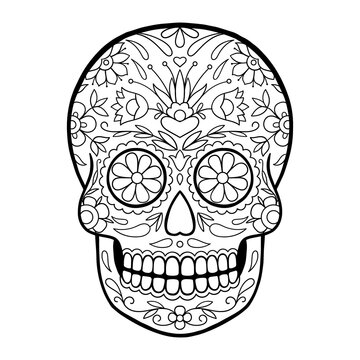 Sugar Skull With Floral Pattern