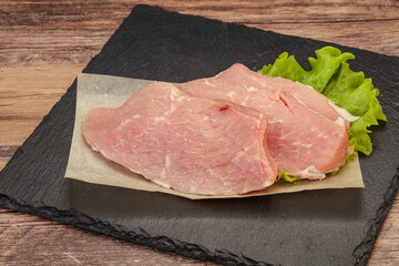 Raw pork steak for cooking