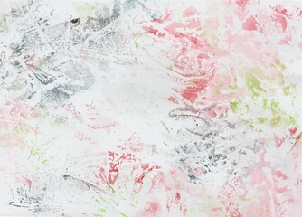 Watercolor painting foil printing, background in dark blue, red and green