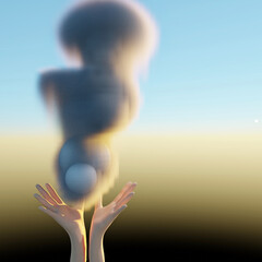 hands releasing smoke to air