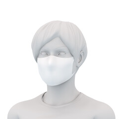 Woman Wear Face Mask, Surgical Mask