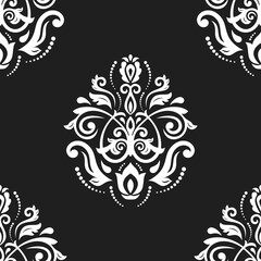 Orient classic pattern. Seamless abstract background with vintage elements. Orient black and white background. Ornament for wallpaper and packaging