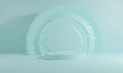 Minimal scene with podium and abstract background. Geometric shape. 3D illustration. 3d render.
