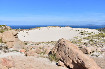 Giant sand dune on a cliff. Duna Rampante de Monte Branco or Rampant Dune of Monte Blanco (White Mount). Costa da Morte, Camariñas, Coruña, Galicia, Spain.