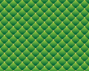 Vector Abstract Green diamond shape upholstery luxury background with buttons & golden border