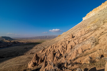 Beautiful historical and touristic places in Zelve valley , fairy chimneys, cave houses, Cappadocia, Nevsehir, Turkey