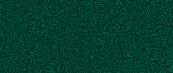Luxury Nature green background vector. Floral pattern, Tropical plant line arts, Vector illustration.