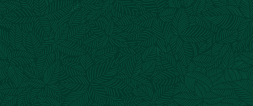 Luxury Nature green background vector. Floral pattern, Tropical plant line arts, Vector illustration.