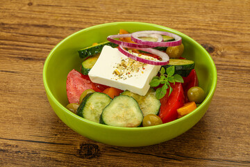 Traditional Greek salad with feta cheese