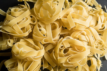 Italian Pasta, on black background, without people, Spain, Europe