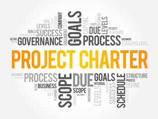 Fototapeta premium Project Charter word cloud collage, business concept background