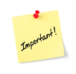 Yellow paper note with text Important