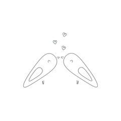 Valentines day love background with hearts and birds, vector illustration